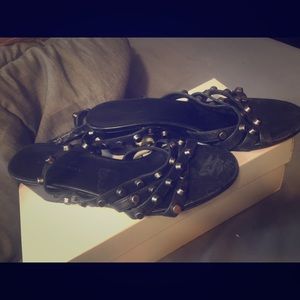 Studded  Leather Wedge Sandals by BALENCIAGA